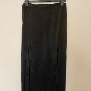 Topshop Satin Midi Slip Skirt w/ Front Slits